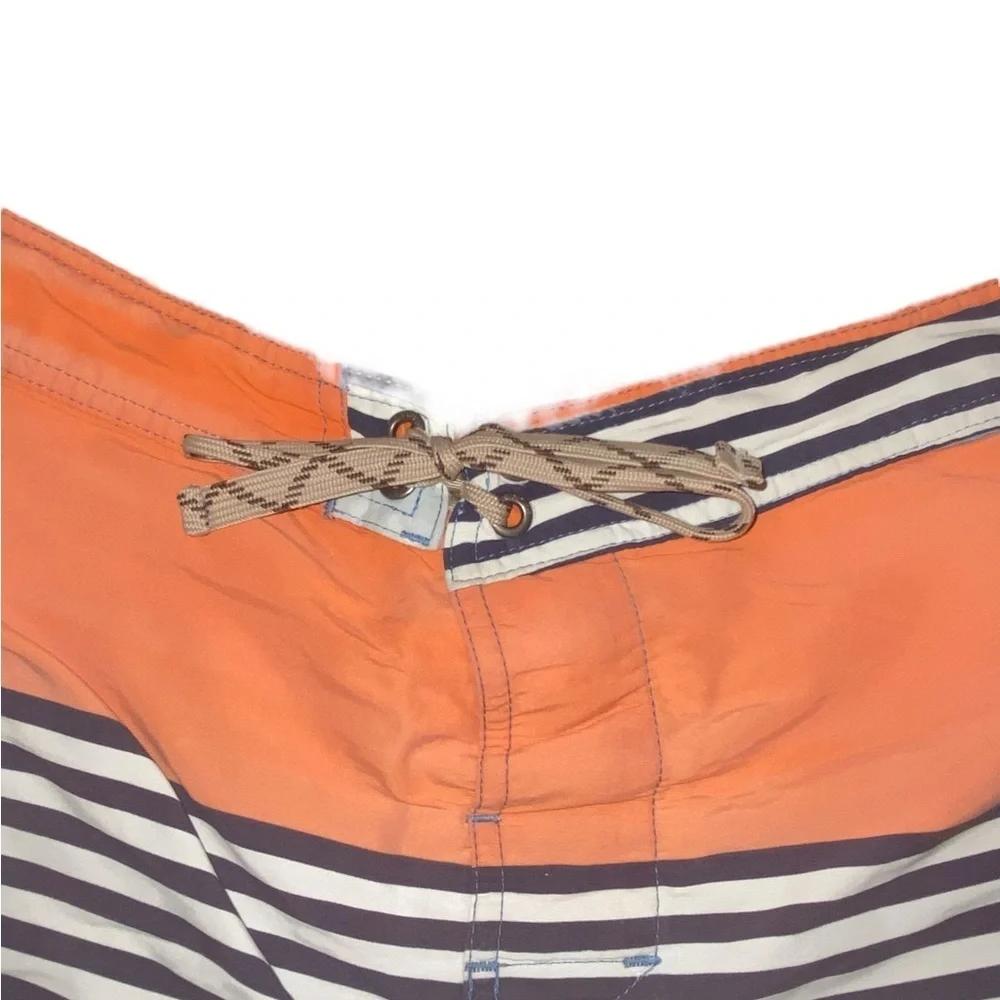 Patagonia Orange Blue Striped Board Shorts Swim Trunks Bathing suit Vacation